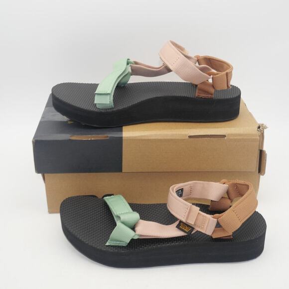 NEW TEVA Original Universal Green Pink  Brown Strappy Flat Sandal Women's 8 - Picture 3 of 10